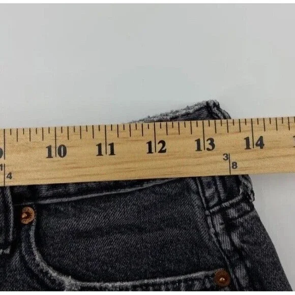 Abercrombie Fitch Womens Denim Mini Skirt Sz 4 27 Black Distressed A‎ Line Jean - Picture 4 of 7